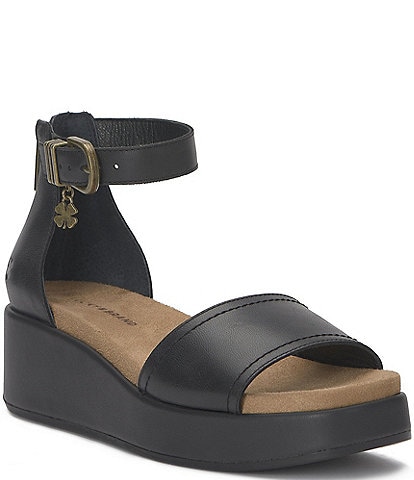 Lucky Brand Bandia Leather Platform Wedge Sandals