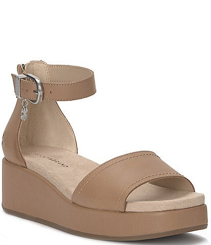 Lucky Brand Bandia Leather Platform Wedge Sandals