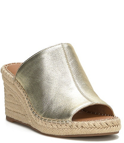 Lucky Brand Cabriah Metallic Leather Espadrille Wedge Sandals
