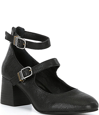 Lucky Brand Cemli Double Buckle Strap Leather Pumps