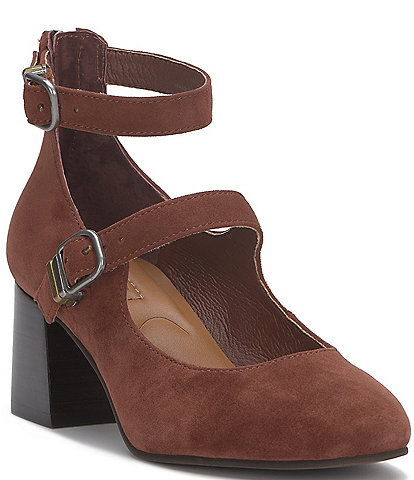 Lucky Brand Cemli Double Buckle Strap Suede Pumps