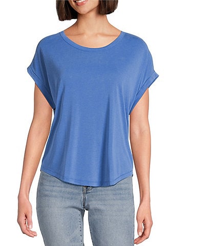 Lucky Brand Scoop Neck Short Sleeve Slouchy Round Hem T-Shirt
