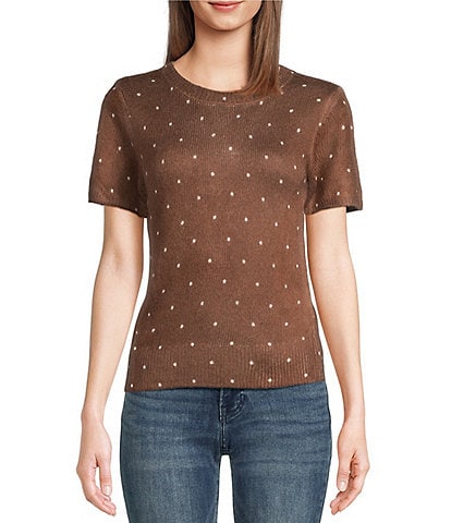 Lucky Brand Dot Print Crew Neck Short Sleeve Tee