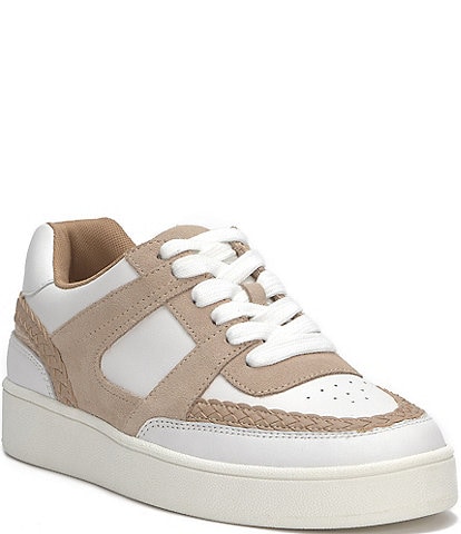 Lucky Brand Halinna Braided Detail Leather Suede Colorblock Sneakers