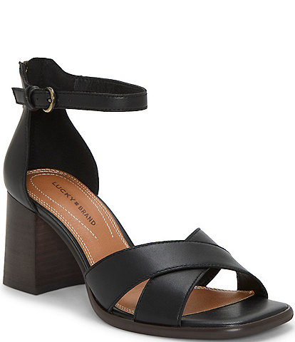 Lucky Brand Herrika Cross Band Block Heel Sandals