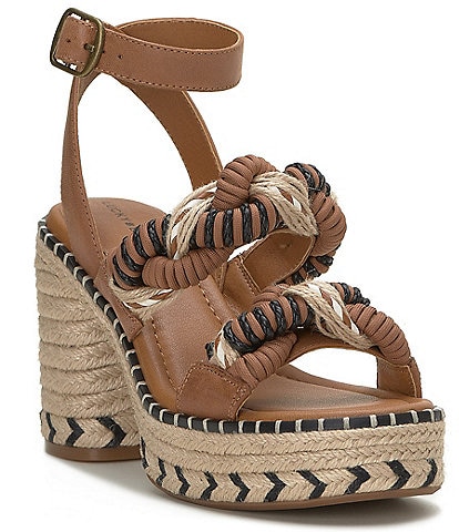 Lucky Brand Jewelly Leather Braided Two Band Espadrille Platform Sandals