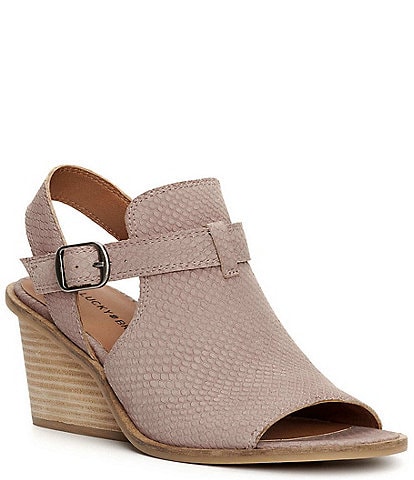 Lucky Brand Labradite Snake Textured Leather Sling Sandals