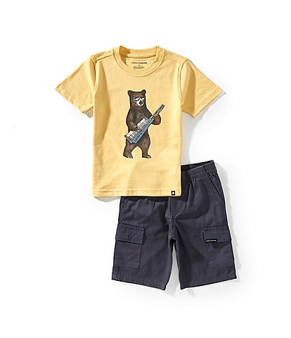 Lucky Brand Little Boys 2T-7 Short-Sleeve Bear Graphic T-Shirt & Solid Shorts Set