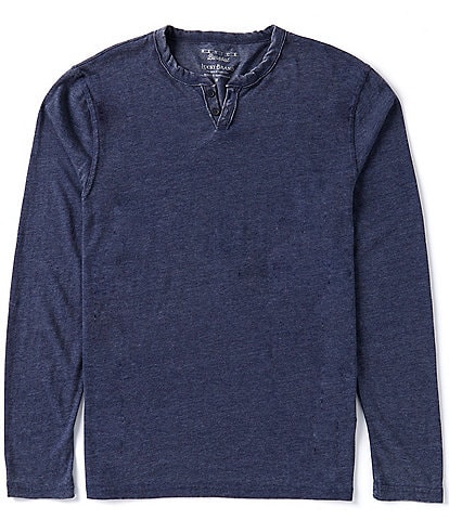 Lucky Brand Long Sleeve Burnout Notch Henley Shirt