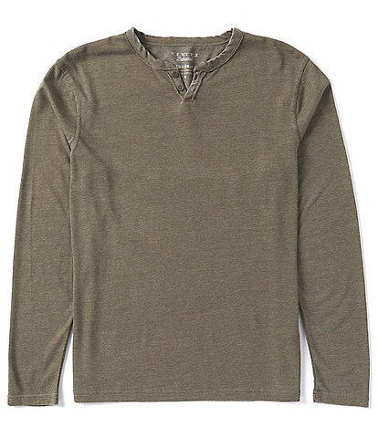 Lucky Brand Long Sleeve Burnout Notch Henley Shirt