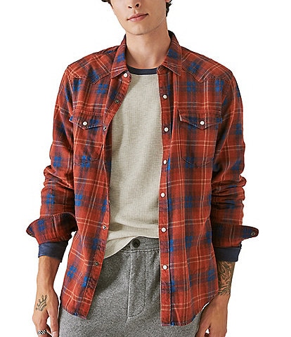 Lucky Brand Flannel Shirt Mens XL Classic Fit True Indigo Short Sleeve  Button Up