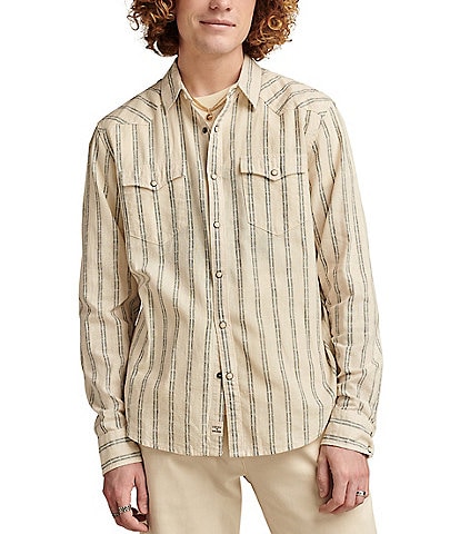 Lucky Brand Long Sleeve Mesa Western Inspired Striped Linen-Blend Shirt