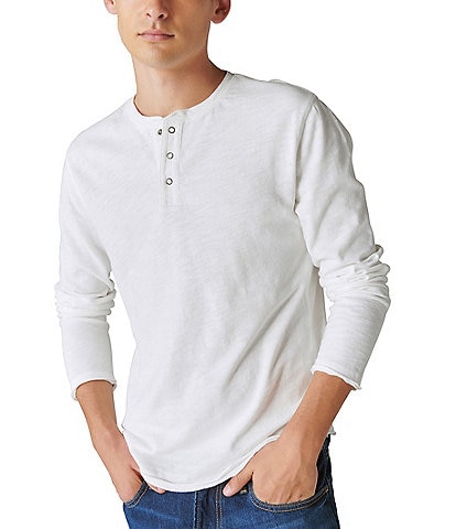 Mens T-Shirt Long Sleeve Top Thermal Henley Jumper Cotton Rich