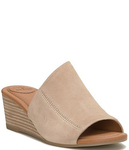 Lucky Brand Malenka Nubuck Asymmetrical Slip On Wedge Sandals