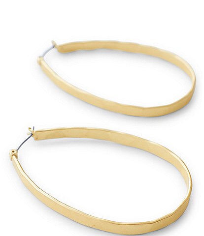 Lucky Brand Medium Oblong Gold Hoop Earrings