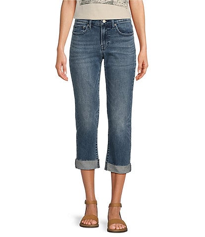 Lucky Brand Stretch Denim Mid Rise Cropped Relaxed Fit Jeans