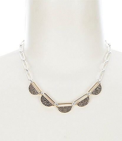 Lucky Brand Pave Modern Link Collar Necklace