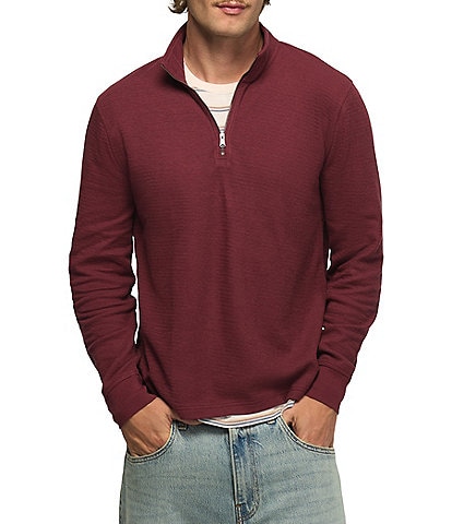 Lucky Brand Quarter Zip Textured Double Jacquard Pullover