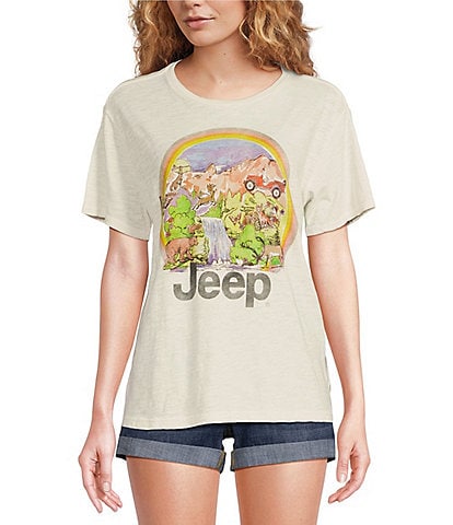 Lucky Brand Rainbow Jeep Crew Neck Short Sleeve Tee Shirt
