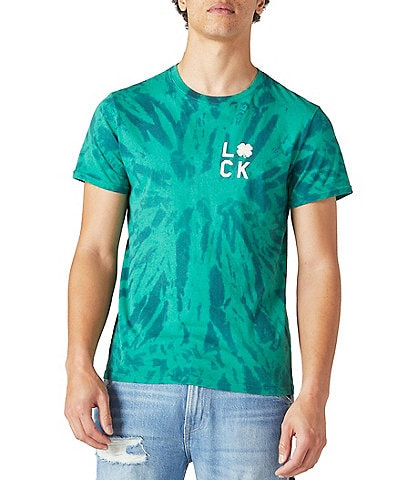 Lucky Brand Short-Sleeve Tie-Dyed Lucky Clover Graphic T-Shirt