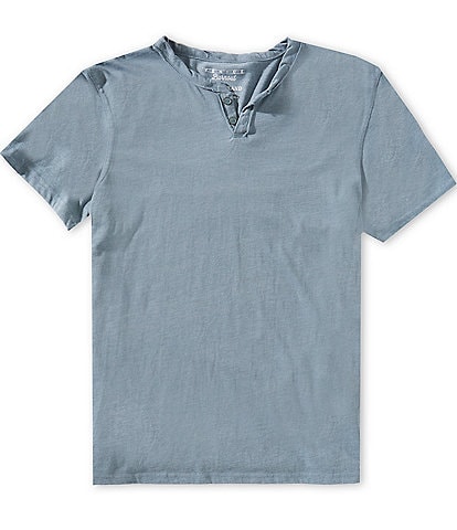 Lucky Brand Short Sleeve Venice Burnout Notch Neck Henley T-Shirt