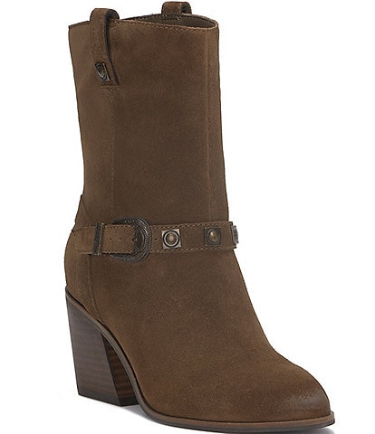 Lucky Brand Sogn Suede Western Buckle Booties