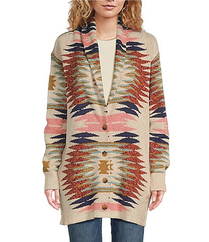 Lucky Brand Southwest Print Open Front Cardigan