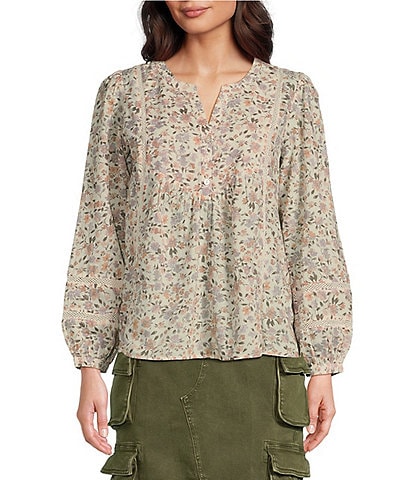 Lucky Brand Women's Tapestry Floral Long Sleeve Tee, Rum Raisin, Small at   Women's Clothing store