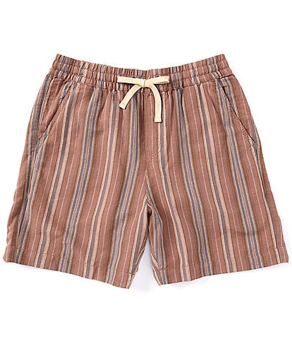 Lucky Brand Stripe Print 7" Inseam Linen Pull On Shorts