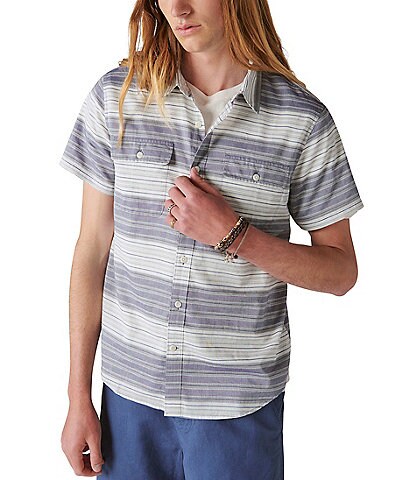 Lucky Brand Short Sleeve Woven Striped Workwear Shirt