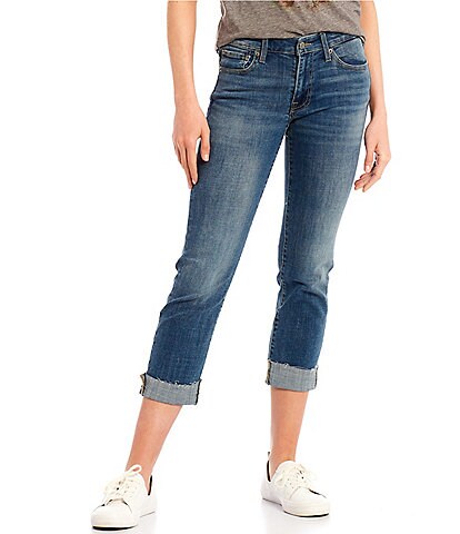 Lucky Brand Sweet Straight Leg Mid Rise Cuffed Hem Crop Jeans