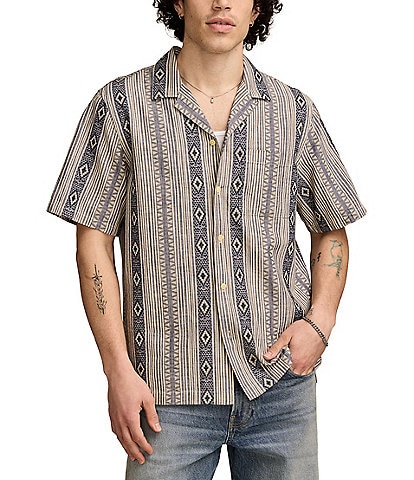 Lucky Brand Textured Stripe Short Sleeve Woven Shirt