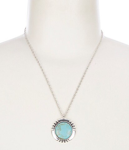 Lucky Brand Turquoise Coin Short Pendant Necklace