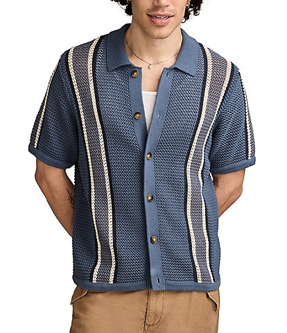 Lucky Brand Vertical Stripe Short Sleeve Polo Sweater