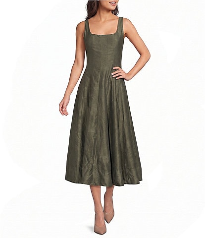Lucy Paris Alain Panel Square Neck Sleeveless A-Line Midi Dress