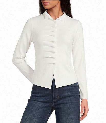 Lucy Paris Bridge Ruffle Scoop Neck Long Sleeve Sweater