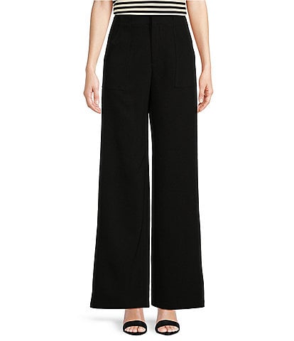 Lucy Paris Diana Flat Front Wide Leg Pocketed Pant