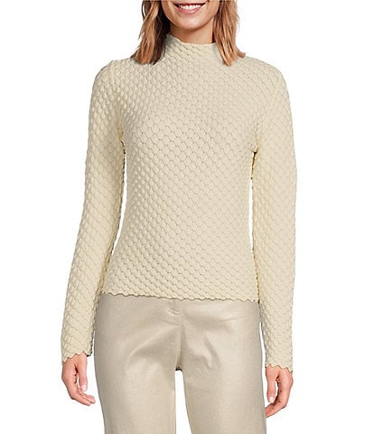 Lucy Paris Dune Bubble Mock Neck Long Sleeve Top