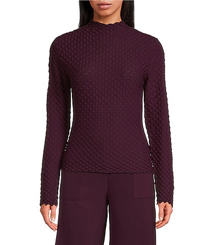 Lucy Paris Dune Bubble Mock Neck Long Sleeve Top