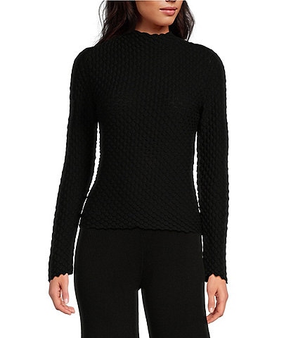 Lucy Paris Dune Bubble Mock Neck Long Sleeve Top