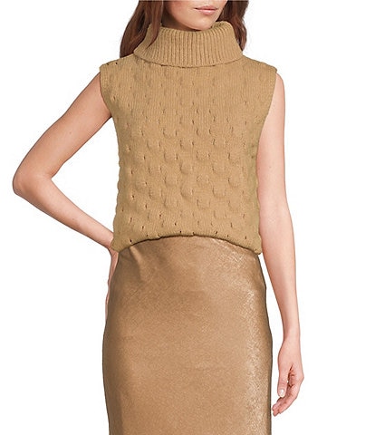 Lucy Paris Gina Turtleneck Sleeveless Sweater Top