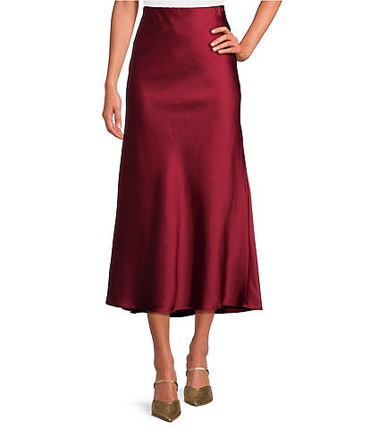 Lucy Paris Katianna Satin Pull On Midi Skirt