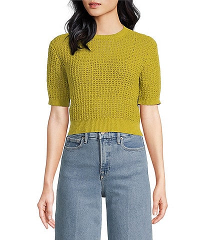Lucy Paris Lou Knit Scoop Neck Short Sleeve Fitted Top