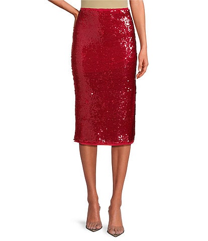 Lucy Paris Molly Sequin Pull On Midi Skirt