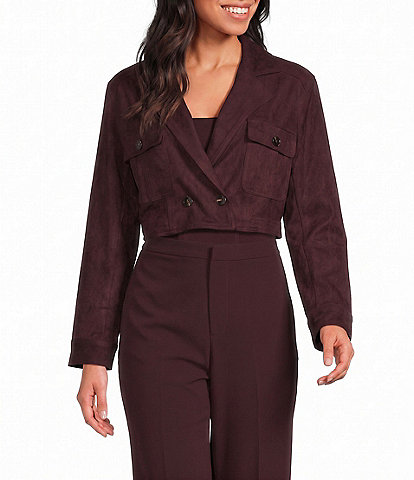 Lucy Paris Petite Size Moto Suede Collared Long Sleeve Jacket