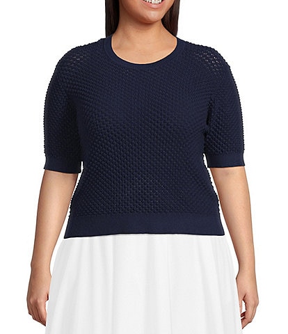Lucy Paris Plus Elise Short Sleeve Sweater Knit Top