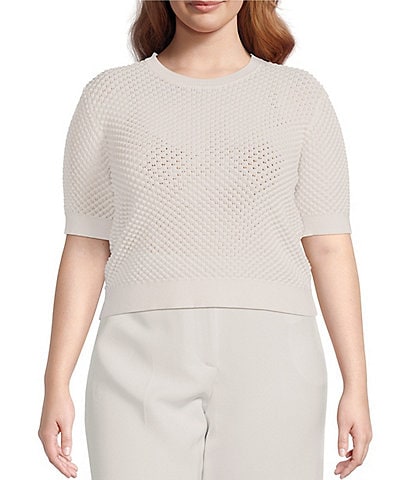 Lucy Paris Plus Elise Short Sleeve Sweater Knit Top