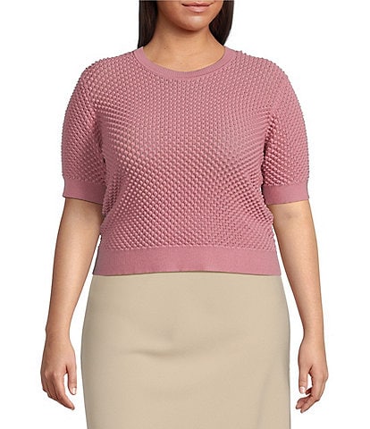 Lucy Paris Plus Elise Short Sleeve Sweater Knit Top