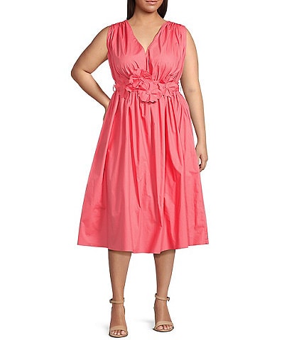 Lucy Paris Plus Ilona Sleeveless Floral Applique Midi Dress
