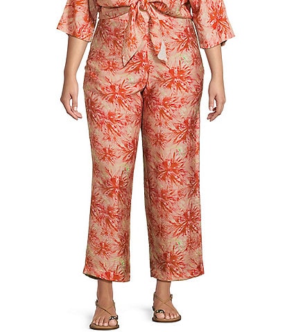 Lucy Paris Plus Rue Flat Front Print Pants